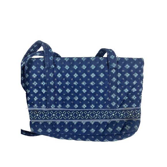 Croft & Barrow Quilted Fabric Shoulder Bag Blue Geometric Pattern - Picture 3 of 12